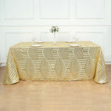 90x132inch Gold Geometric Glitz Art Deco Sequin Rectangular Tablecloth