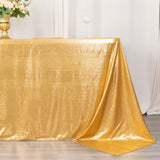 90x132inch Shiny Gold Polyester Rectangular Tablecloth With Shimmer Sequin Dots