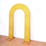 8ft Gold Spandex Fitted U-Shaped Wedding Arch Cover With Shimmer Tinsel Finish