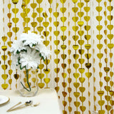 Heart Chain Foil Fringe Curtain Backdrop, Metallic Gold Tinsel Streamer- Door Window Foil Curtain