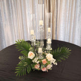 33inch Clear 7 Arm Crystal Cluster Round Taper Candelabra, Candle Holder Pillar Candles Mirror Base