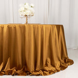 132inch Shimmer Gold Premium Scuba Round Tablecloth, Seamless Polyester Tablecloth