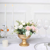 2 Pack | 4inch Gold Metal Wine Goblet Style Flower Table Pedestal Vase, Antique Mini Compote Vase