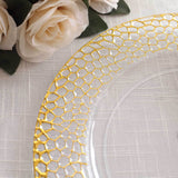 6 Pack Clear Acrylic Round Charger Plates With Gold Hammered Rim