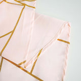 60"x102" Blush Rectangle Polyester Tablecloth With Gold Foil Geometric Pattern