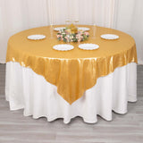 72x72inch Gold Shimmer Sequin Dots Square Polyester Table Overlay