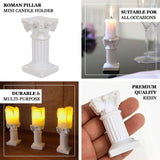 6 Pack | Antique 2.5inch White Roman Column Pillar Pedestal Candle Holders