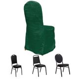 Hunter Emerald Green Crinkle Crushed Taffeta Banquet Chair Cover, Reusable Wedding Chair Cover