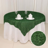 72x72inch Green Fringe Shag Square Polyester Table Overlay