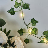 7ft Warm White 20 LED Green Silk Ivy Garland Vine String Lights, Battery Operated Fairy Lights