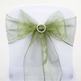 5 PCS | Olive Green Sheer Organza Chair Sashes