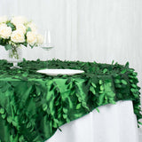 72inch x 72inch Green 3D Leaf Petal Taffeta Fabric Table Overlay