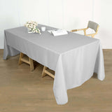 60"x102" Silver Polyester Rectangular Tablecloth