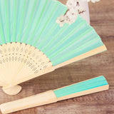 5 Pack Mint Asian Silk Folding Fans Party Favors, Oriental Folding Fan Favors