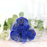 4 Pack | 24 Pcs Royal Blue Scented Rose Soap Heart Shaped Party Favors With Gift Boxes And Ribbon