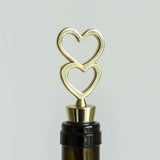 5" Gold Metal Double Heart Wine Bottle Stopper Wedding Party Favors With Velvet Gift Box