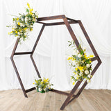 7ftx8.5ft Heavy Duty Wooden Dual Hexagon Wedding Arbor Backdrop Stand