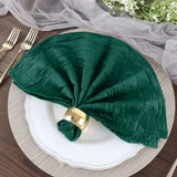 5 Pack | Hunter Emerald Green Accordion Crinkle Taffeta Dinner Napkins | 20x20Inch