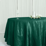 120inch Hunter Emerald Green Accordion Crinkle Taffeta Round Tablecloth