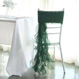 1 Set Hunter Emerald Green Chiffon Hoods With Ruffles Willow Chiffon Chair Sashes