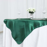 60x60inch Hunter Emerald Green Seamless Square Satin Tablecloth Overlay