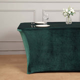 Hunter Emerald Green Premium Velvet Spandex Rectangle Tablecloth 6ft Wrinkle Free