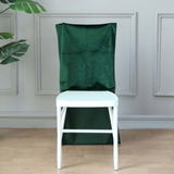 Hunter Emerald Green Buttery Soft Velvet Chiavari Chair Back Slipcover, Solid Back Chair Cover Cap