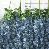 42inch Silk Hanging Wisteria Flower Garland Vines in Dusty Blue, Elaborated 5 Full Strands