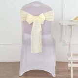 5 Pack | Ivory Linen Chair Sashes, Slubby Textured Wrinkle Resistant Sashes