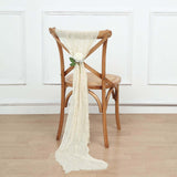 5 Pack | Cream Gauze Cheesecloth Boho Chair Sashes - 16inch x 88inch