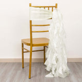 5 Pack Ivory Curly Willow Chiffon Satin Chair Sashes