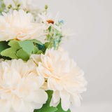 2 Bushes | Ivory / Blue Artificial Silk Dahlia Flower Bouquet Spray