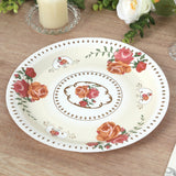 25 Pack Ivory Round Floral Paper Dinner Plates, Disposable Tea Party Plates