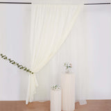 10ft Ivory Dual Layered Sheer Chiffon Polyester Backdrop Curtain With Rod Pockets
