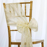 5 PCS | 7 Inch x 106 Inch | Ivory Pintuck Chair Sash | TableclothsFactory