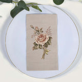 20 Pack Vintage Pink Ivory Rose Print Disposable Napkins, Soft 2-Ply Elegant Garden