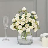 2 Pack | 12inch Ivory Artificial Open Rose Flower Arrangements