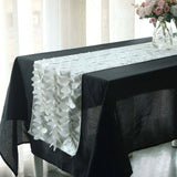 12x108inch Ivory 3D Leaf Petal Taffeta Fabric Table Runner