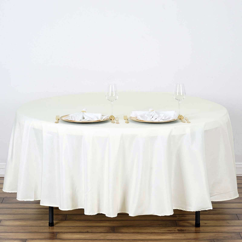 White round tablecloth on a dining table