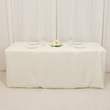 6ft Fire Retardant Ivory Fitted Tablecloth, Premium Polyester Rectangular Table Cover 72inch