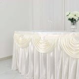 14ft Ivory Pleated Satin Double Drape Table Skirt