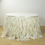 17FT Ivory Curly Willow Taffeta Table Skirt