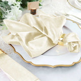 5 Pack | Ivory Premium Sheen Finish Velvet Cloth Dinner Napkins