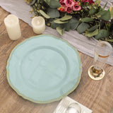 10 Pack | 10inch Jade / Gold Scalloped Rim Disposable Dinner Plates