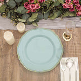 10 Pack | 10inch Jade / Gold Scalloped Rim Disposable Dinner Plates