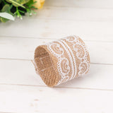 Rustic Boho Chic Burlap and Lace Napkin Rings, Farmhouse Style Jute Serviette Buckles Holder