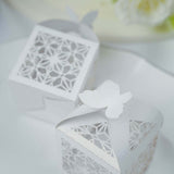 25 Pack | White Butterfly Top Laser Cut Lace Favor Candy Gift Boxes