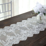 Ivory Premium Lace Fabric Table Runner, Vintage Classic Table Decor With Scalloped Frill Edges