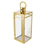 Gold Vintage Top Stainless Steel Candle Lantern Centerpiece Outdoor Metal Patio Lantern#whtbkgd