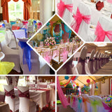 Colorful chair sashes for event decor in various settings and styles.